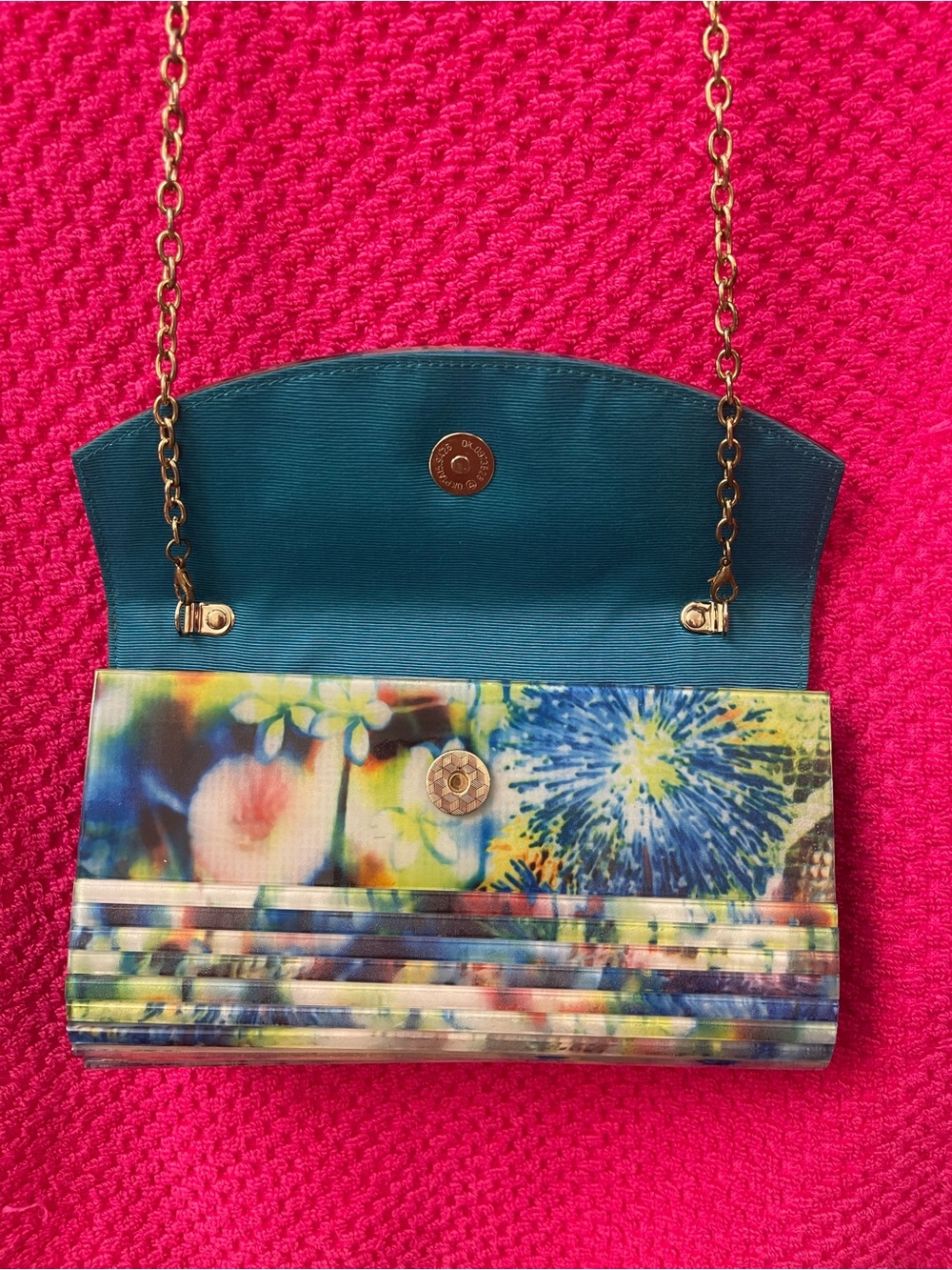 Multicolor Floral Print Chain Clutch - Women - Picture 3 of 4